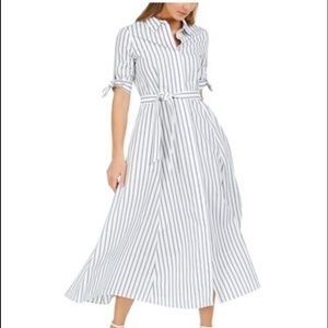Cream/Indigo Calvin Klein Airy cotton shirt dress